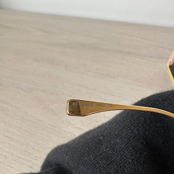 NWOT Fendi FF 0440/S Mirror Gold Sunglasses Rimless Frame Shield Shape - Picture 11 of 14